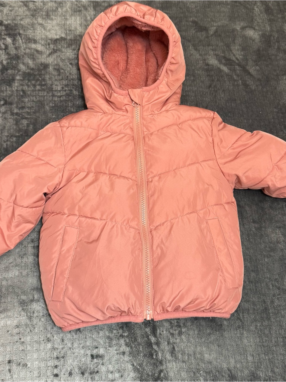 Swiss Tech Girls Hooded Puffer Jacket in Dusty Pink